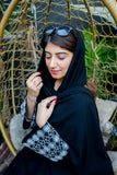 Rania Al-Aswad Handmade Arabian Bride Abaya by Uroosa Vayani
