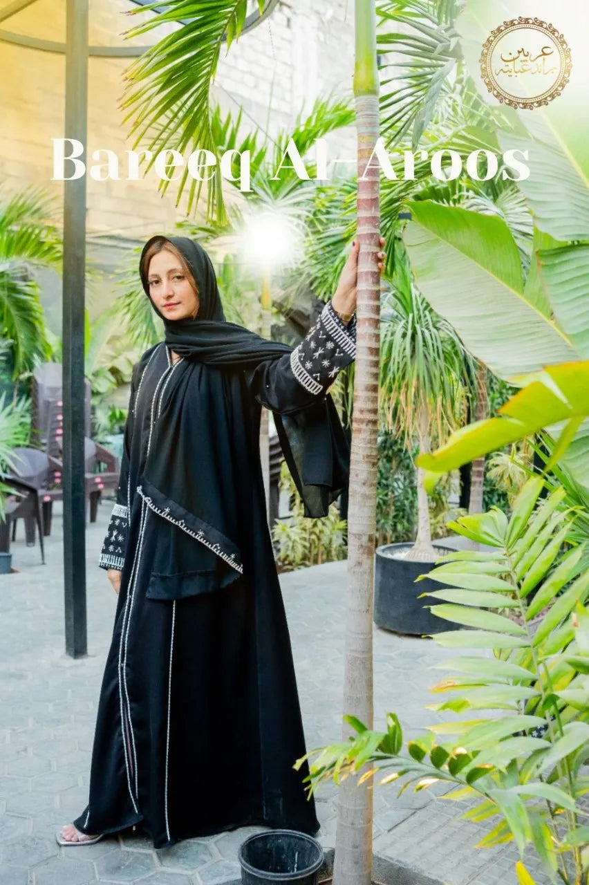 Bareeq Al-Aroos Handmade Bridal Abaya by Uroosa Vayani