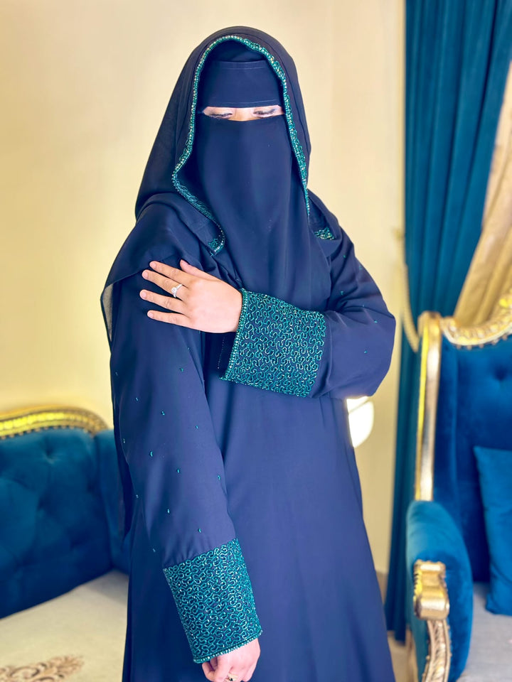Zumurrud Al-Layl Handmade Arabian Bride Abaya by Uroosa Vayani