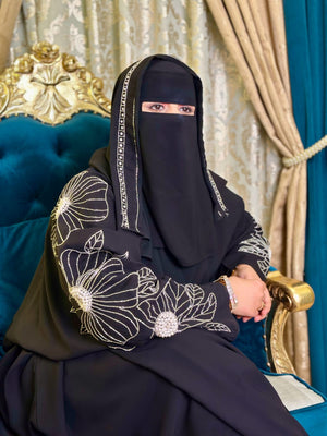 Noor Al Haya Handmade Bridal Abaya by Uroosa Vayani