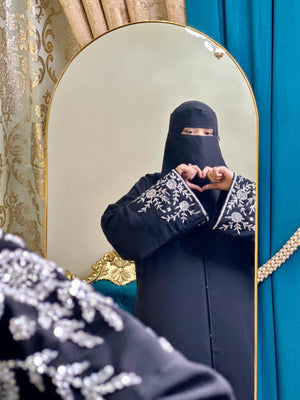 Noor-e-Zarqa Handmade Bridal Abaya by Uroosa Vayani