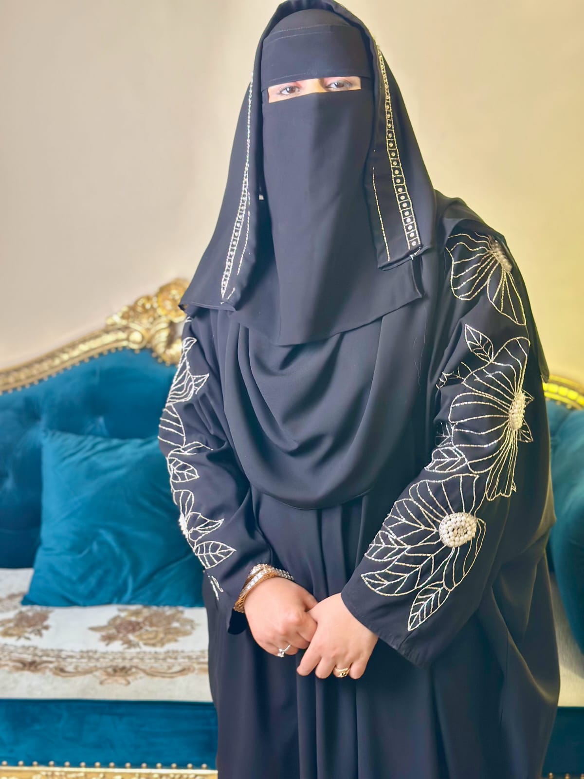 Noor Al Haya Handmade Bridal Abaya by Uroosa Vayani