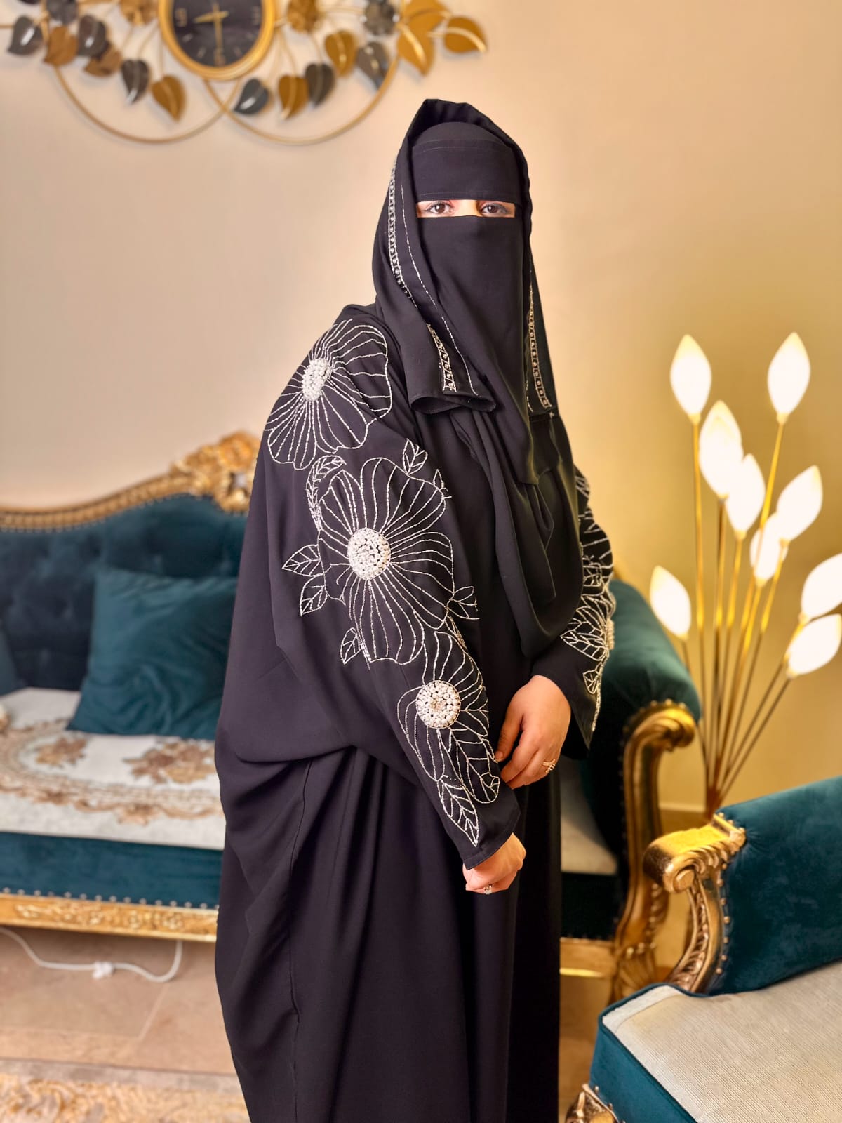 Noor Al Haya Handmade Bridal Abaya by Uroosa Vayani