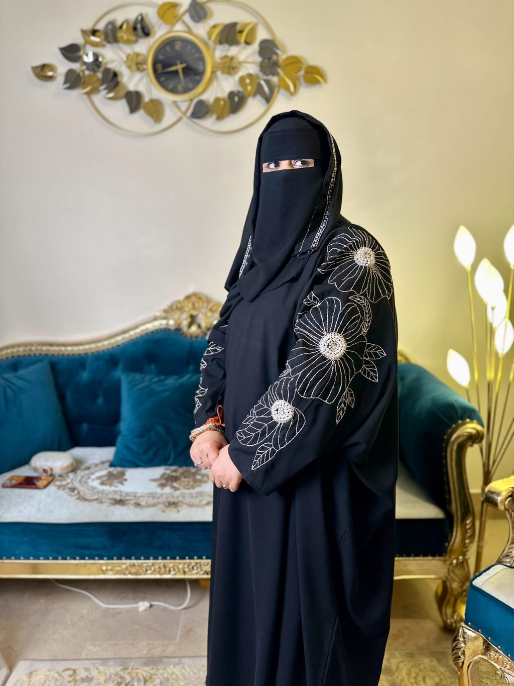 Noor Al Haya Handmade Bridal Abaya by Uroosa Vayani