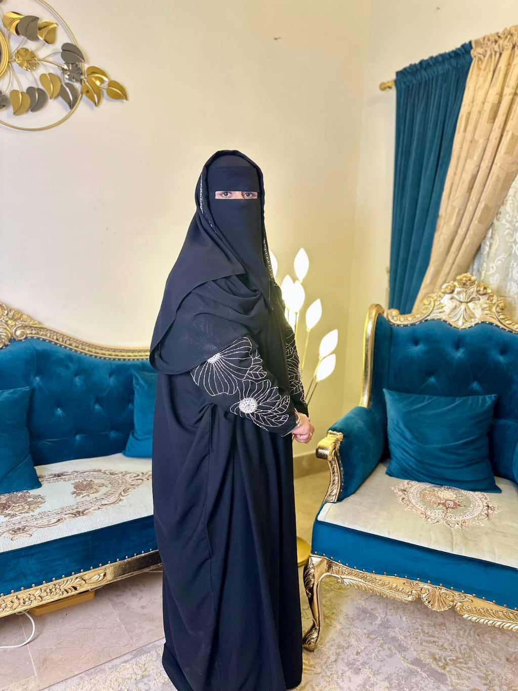 Noor Al Haya Handmade Bridal Abaya by Uroosa Vayani