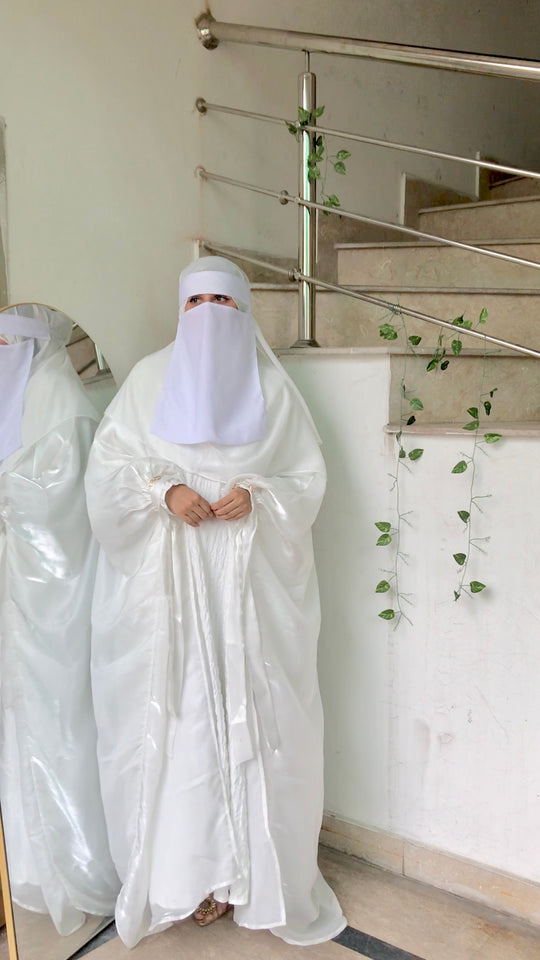 Sheesha Shimmer Elegance – Bridal & Umrah Abaya by Uroosa Vayani
