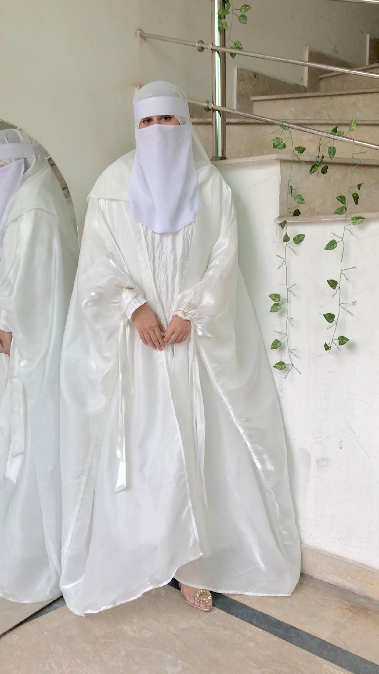 Sheesha Shimmer Elegance – Bridal & Umrah Abaya by Uroosa Vayani
