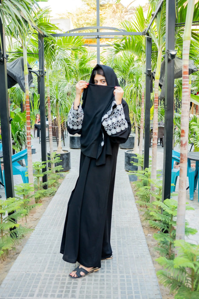 Rania Al-Aswad Handmade Arabian Bride Abaya by Uroosa Vayani