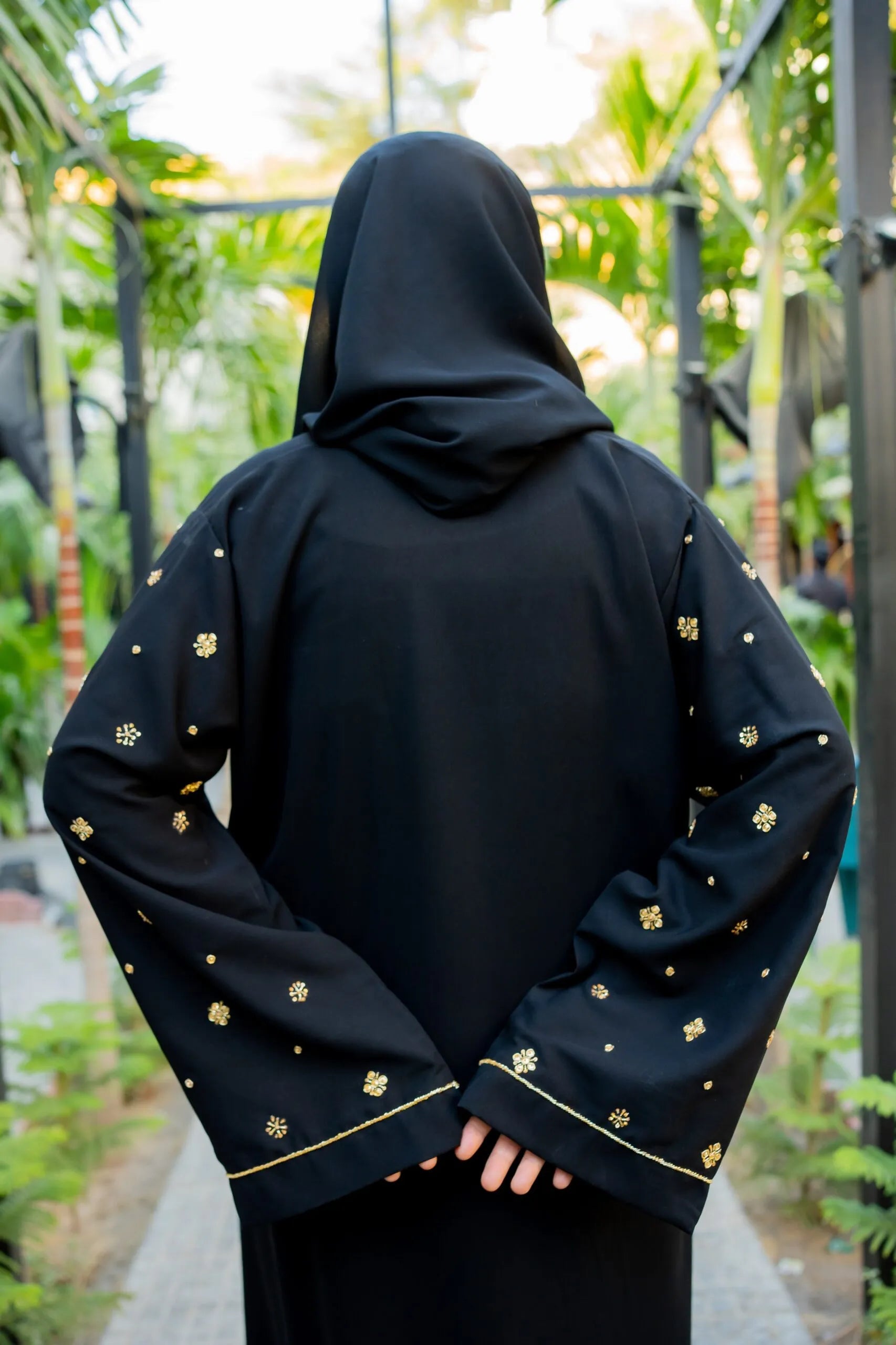 Noora Aswad Handmade Arabian Bride Abaya by Uroosa Vayani