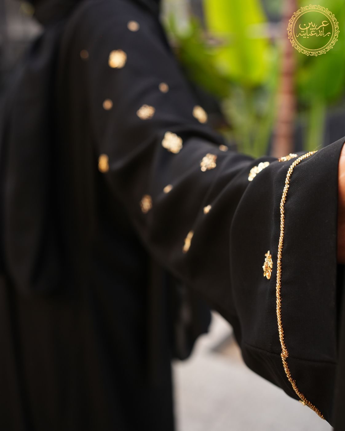 Noora Aswad Luxury Abaya – Korean NIDA Fabric with Handmade Golden Work — view 4
